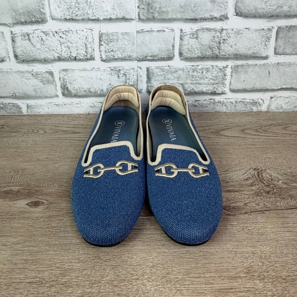 Vivaia Shoes - VIVAIA Eillen Pointed-Toe Loafers Horsebit Blue Womens 38.5